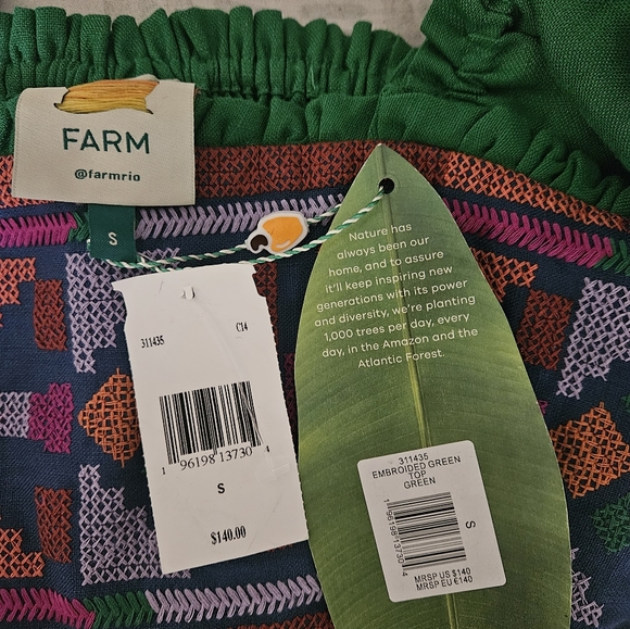 Farm Rio Embroidered Green Top - Picture 4 of 4
